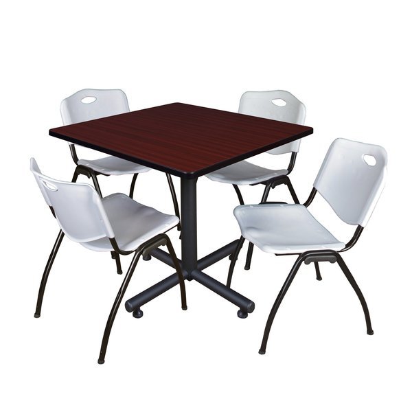 Square Tables > Breakroom Tables > Kobe Square Table & Chair Sets, 42 W, 42 L, 29 H, Mahogany, KOBE, Mfr# TKB4242MH47GY